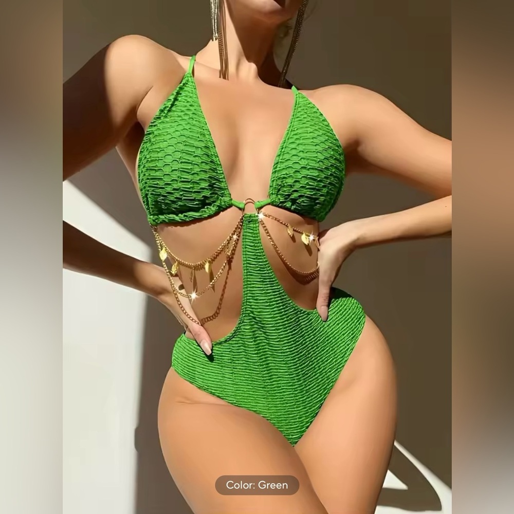 New Arrivals! Sexy Green Hollow Swimsuit